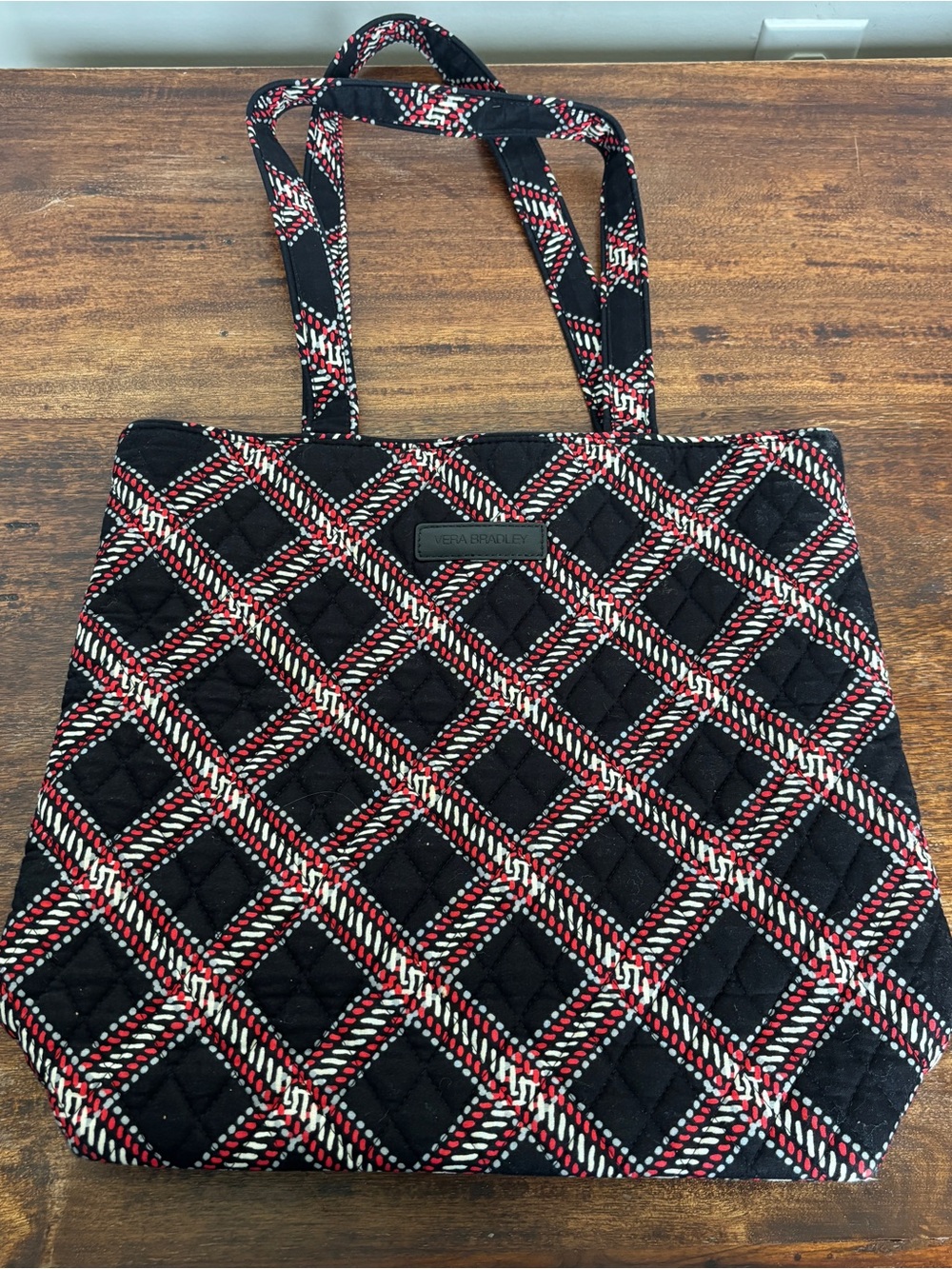 Vera Bradley Minsk Plaid Tote Bag Women's Purse Red Black White Pocket
